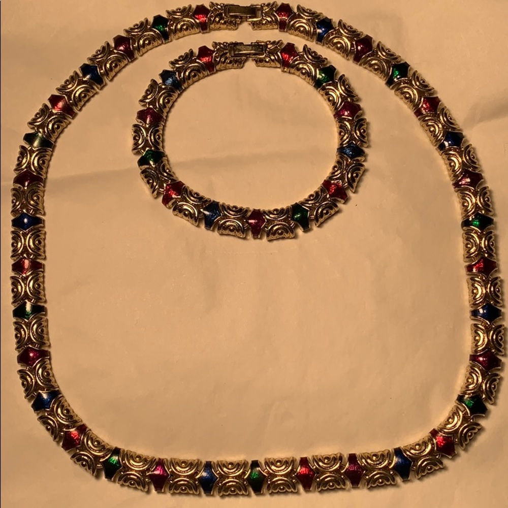 Enamel Bracelet/Necklace set Vintage/Antique EC
